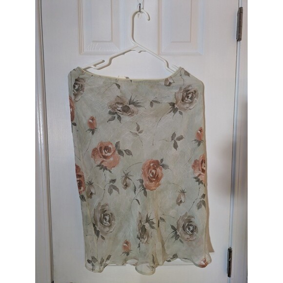 Sugarcane Floral Maxi Skirt M Boho Peasant Elastic Waist Long Light Green - Picture 4 of 8